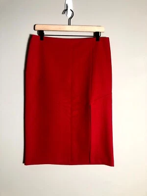 United Colors of Benetton Red Polyester Preppy Pencil Skirt Sz 44 EU 12 US - Image 1 of 4