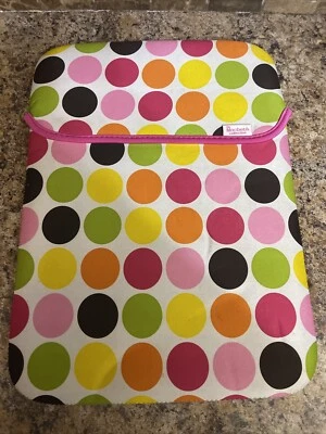 Macbeth Collection Reversible Laptop Sleeve Neoprene 15 1/2" x 11" Stripes Dots - Image 1 of 2