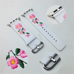 Cinturino in pelle ricamato floreale per Apple Watch 10 9 8 7 SE 40/44/41/45/42/46mm - Foto 1 di 8