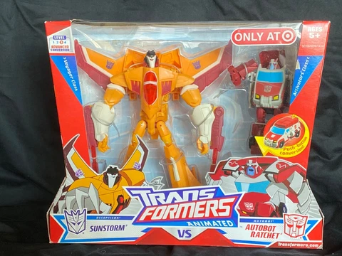 Transformers Animated Sunstorm + Ratchet Hasbro 2008 Target Exclusive NEW IN BOX Cover