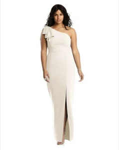 After Six Damen Elfenbein One-Shoulder-Trompetenkleid Schleife Krepp Bodenlang Größe 1 - Bild 1 von 6