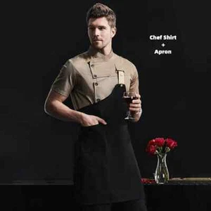 Kitchen Jacket Catering Uniform Short Sleeve Chef Clothes Restaurant Workwear - Picture 1 of 31