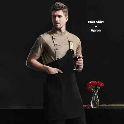 Kitchen Jacket Catering Uniform Short Sleeve Chef Clothes Restaurant Workwear - Image 1 of 4