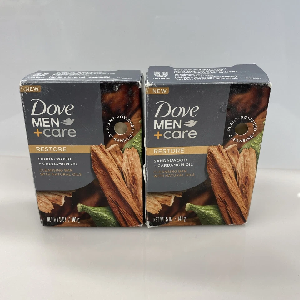 2X Barra limpiadora Dove Men Care Restore - 5 OZ - Aceite de sándalo y cardamomo Foto 1 de 3