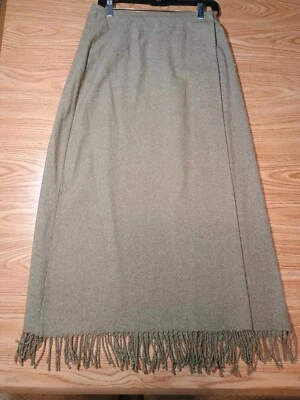 Falda para mujer T. Garment larga envolvente gris con flecos talla 8 hecha en EE. UU. Foto 1 de 4