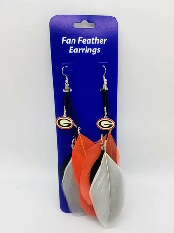 NCAA Univeristy of Georgia Bulldogs Fan Feather Earrings Cover