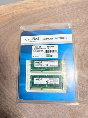 Crucial 16GB 2x 8GB DDR3 PC3-12800 SODIMM 1.35V New, Factory Sealed - Image 1 of 2