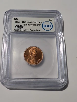 2001 "Sin City Hoard" Broadstruck Lincoln Memorial Cent ICG Austin Hutto Signed - Image 1 of 3