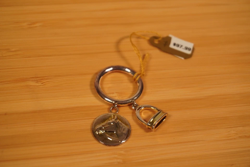 Ralph Lauren лошадь голова стремя подвеска кольцо серебро латуни OS совершенно новый - Изображение 1 из 4