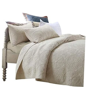 Luxury Beige Bedding Set 3 Piece Oversized Bedspread Quilt Set Queen Size A - Picture 1 of 7