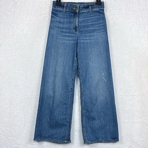 Nili Lotan Megan Jeans Womens 25 Blue Wide Leg Ankle Distressed Preppy Retro USA - Picture 1 of 13