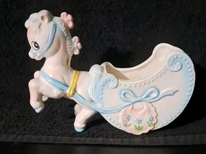 VINTAGE INARCO JAPAN CERAMIC KITSCH BIG EYE PONY/ CARRIAGE PLANTER 5.5 TALL 7 - Picture 1 of 11