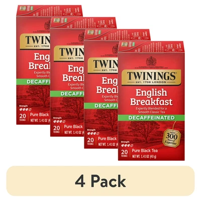 (4 упаковки) Twinings английский завтрак без кофеина чайные пакетики - 20 штук коробки - Изображение 1 из 4