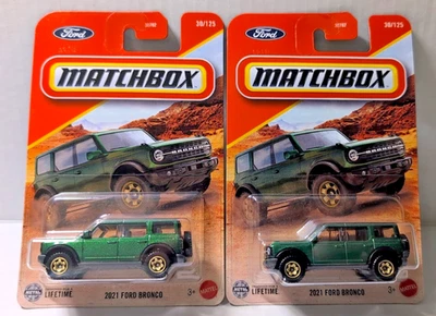 2025 Matchbox 2021 Ford Bronco Green Set Lot of 2 Pieces NEW! - Image 1 of 4