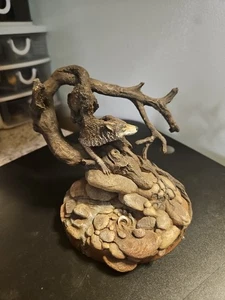 Rick Cain Limited Edition Driftwood Sculpture W/ Several Wolfs On Tree 88/2000 - Picture 1 of 17