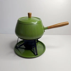 Vintage MCM Avocado Fondue Melting Cooking Pot Green Made in Japan - Picture 1 of 16