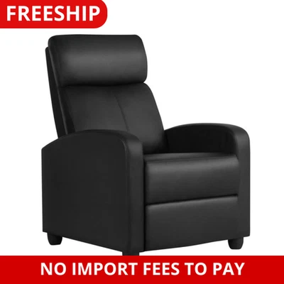 Recliner Chair Leather Modern Single Reclining Sofa Home Theater Seating Black - Image 1 of 4