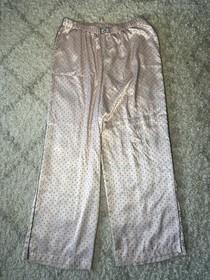 Victoria's Secret Iconic Pink Polka Dots Satin Pants Studded Bling Logo Large