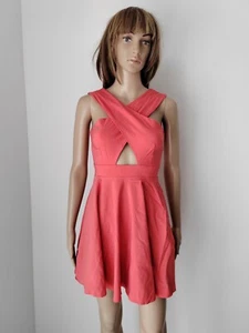 ❤️ Size 4 ASOS PETITE coral pink backless cross party club skater dress 1480 - Picture 1 of 11