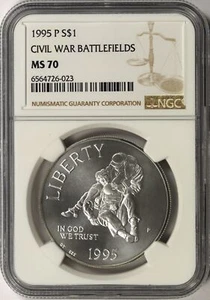 1995-P $1 Civil War Battlefields Commemorative Dollar NGC MS70 - Picture 1 of 4