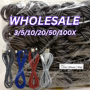 Bulk Lot 6/10FT Braided USB Charger Cable For iPhone 14 13 12 11 XR 8 iPad Cord - Picture 1 of 13
