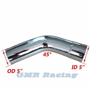 New Chrome 45 Degree Exhaust 5" ID x12" Inch Elbow Pipe - 12" inch Arms - Picture 1 of 4