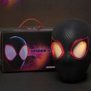 Stock Miles Morales Spider Man Mask Movable Eyes Remote Ring Control Cos Gift - Picture 1 of 9