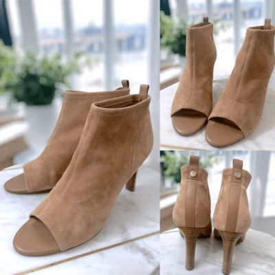TARYN ROSE Helene Stretch Suede Open Toe Ankle Bootie Size 10 - Image 1 of 4