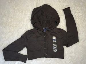 GAPKIDS GAP KIDS GIRLS S 6-7 6 7 BROWN CROPPED SHRUG CARDIGAN HOODED LONG SLEEVE - Picture 1 of 1