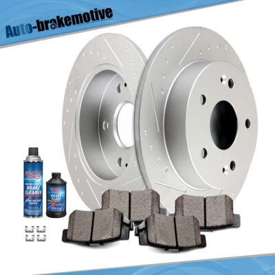 FOR HONDA CIVIC SEDAN PRELUDE ILX REAR SLOT BRAKE DISCS ROTORS AND CERAMIC PADS - Image 1 of 4