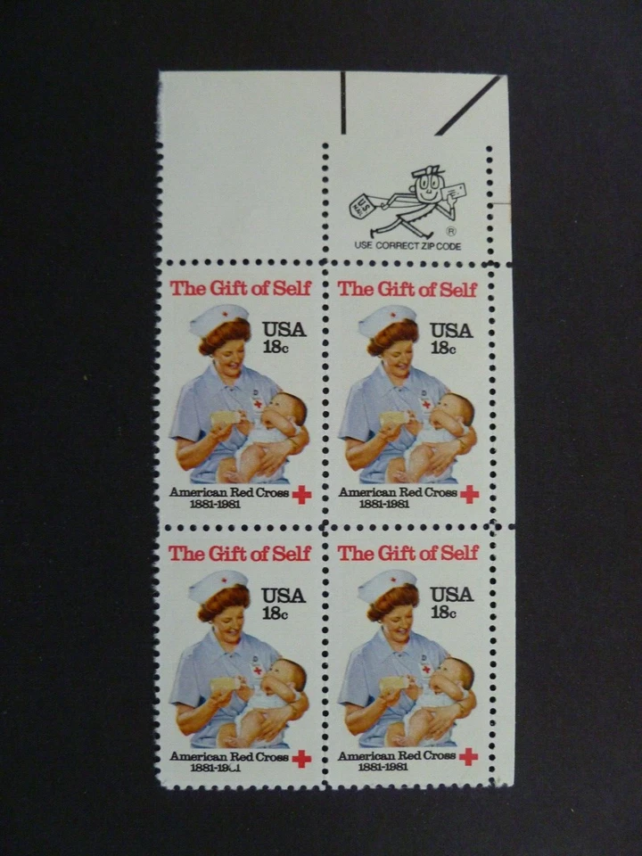 1981 $.18 Zip Block of 4 #1910 American Red Cross Issue MNH-See Description - Image 1 of 2