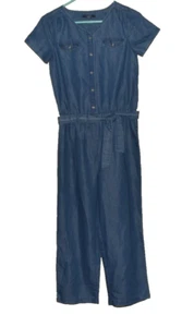 Nautica Denim Jumper Romper GIRLS Sz L 12/14 Blue GC! - Picture 1 of 5