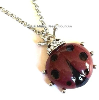 Collar Ladybug Plata 19" Cristal Insecto Dama Insecto Chapado Vendedor EE. UU. Grueso Foto 1 de 4