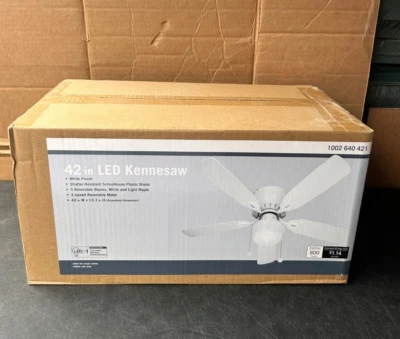 Kennesaw 42 in. LED Indoor White Ceiling Fan with Light Kit - Image 1 of 2