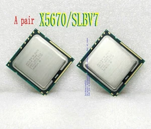 A pair of INTEL X5670 (SLBV7) six core / 2.93GHZ / 12MB LGA1366 processor - Picture 1 of 10