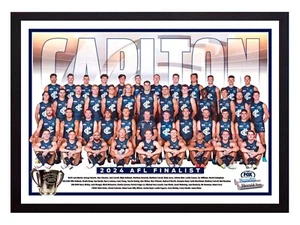 Póster de fútbol americano enmarcado de los finalistas de la AFL Carlton Blues 2024 - 45 cm x 32 cm x 3 cm - Imagen 1 de 4