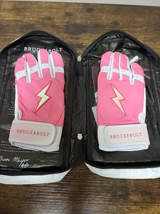 Guantes de Bateo Bruce Bolt Premium Pro Puño Corto Rosa/Blanco Pequeños -Q6 - Imagen 1 de 5