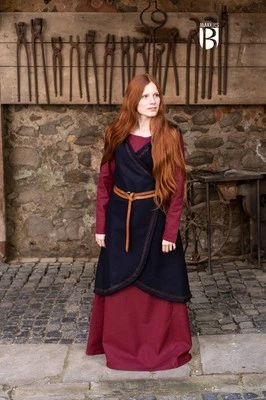 Mittelalter - Wickelkleid Myrana Wollfilz - Blau - Burgschneider