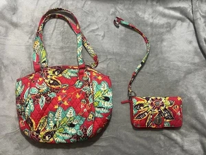 Vera Bradley Rumba Tote Bag Handtasche und Portemonnaie Rosa Blumen Y2K Strand Bunt - Bild 1 von 5