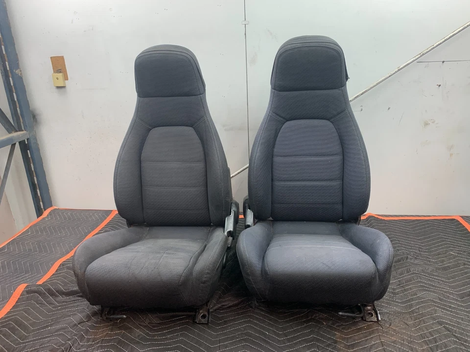 Mazda Miata 1990-1993 OEM tela negra conductor pasajero altavoz asientos rieles*LEER* Foto 1 de 4