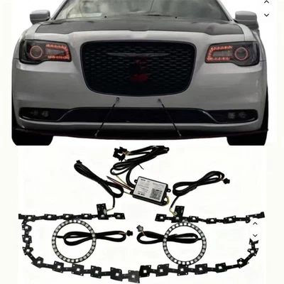 LED DRL Boards With Halo Rings APP Bluetooth Control For Chrysler 300C 2011-2020 - Image 1 of 4