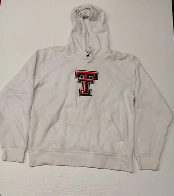 (Medium) Big Cotton Gear Texas Tech University White Pull Over Hoodie Fair Cond. - Image 1 of 4