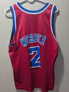 Chris Webber Washington Bullets Vintage Champion Jersey Size 44 Red - Picture 1 of 2