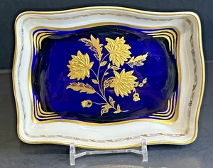 RARE Abbeydale Duffield Derbyshire 4.75” Trinket Dish Bone China Cobalt Gold - Picture 1 of 6