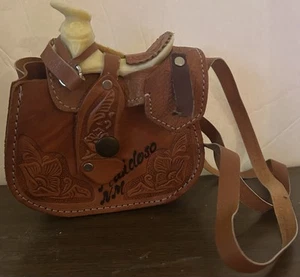 Mini Western Saddle Tooled Leather Handmade Purse Crossbody Stamped Ruidoso NM - Picture 1 of 6