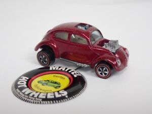 Vintage 1968 Hot Wheels Redline Magenta Custom Volkswagen Beetle With Badge