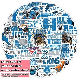 50pcs Waterproof Vinyl Stickers Detroit Lions NFL Football Phone Luggage Laptop - Picture 1 of 12
