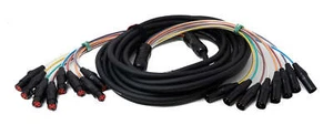 Audio Kabel 10 m XLR 3 polig 8x Stecker zu 8x Buchse AUX Adapter in Schwarz - Photo 1/4