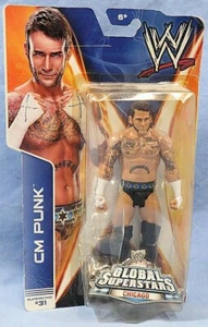 WWE CM PUNK GLOBAL SUPERSTARS CHICAGO 31 MATTEL WRESTLER WRESTLING ACTION FIGURE - Bild 1 von 4