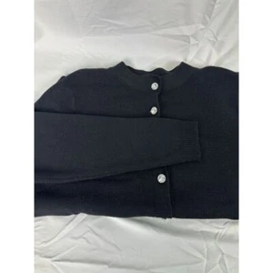 ELENA SOLANO Women's Black 100% MERINO WOOL Button Down CARDIGAN Size 2x - Picture 1 of 10